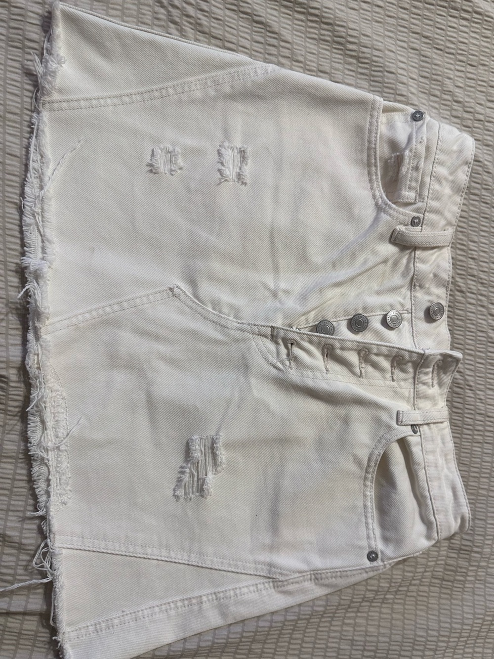 We The Free White Button-Front Denim Skirt